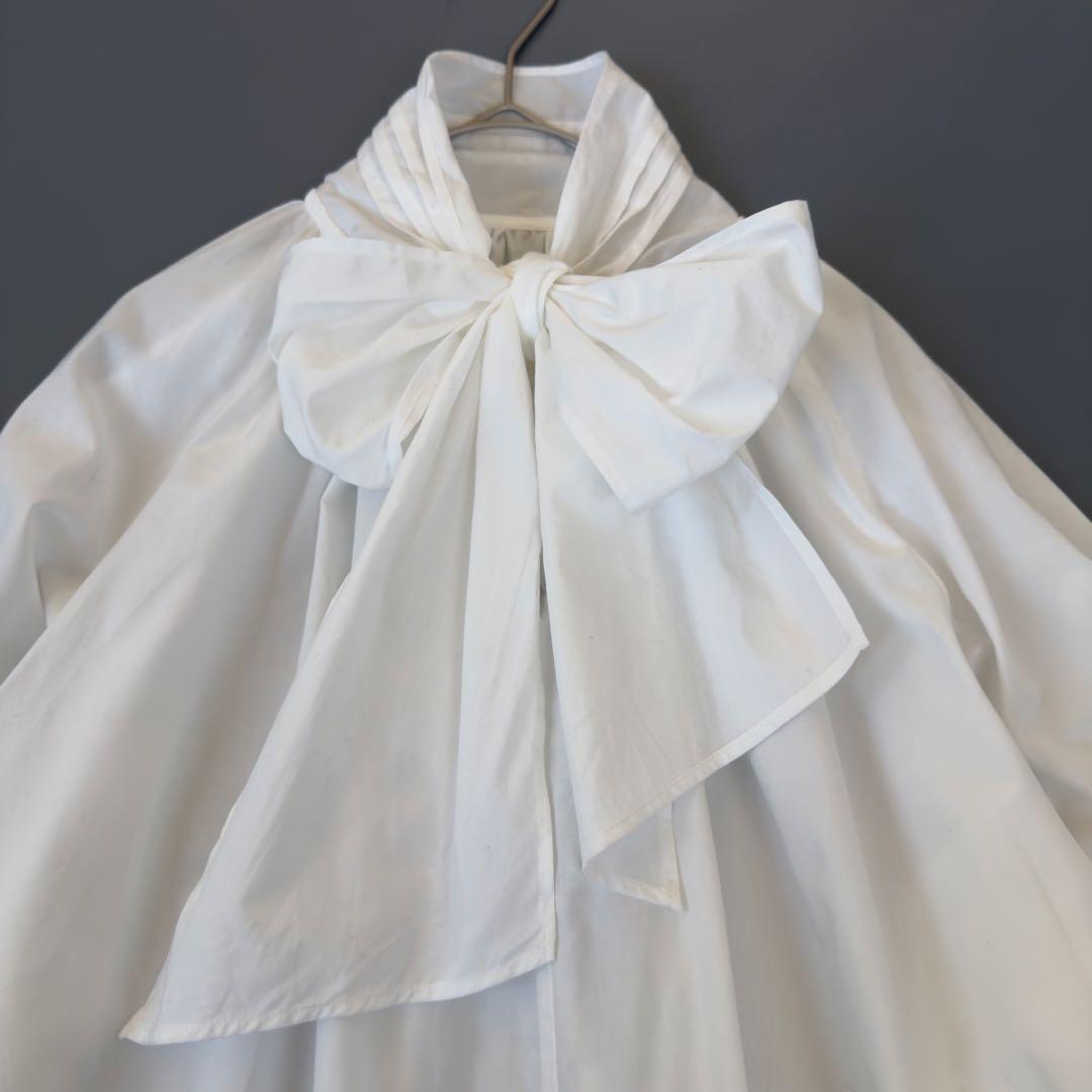 25年　新品　ユナイテッドアローズ コットンソリッド&ストライプボウタイブラウス