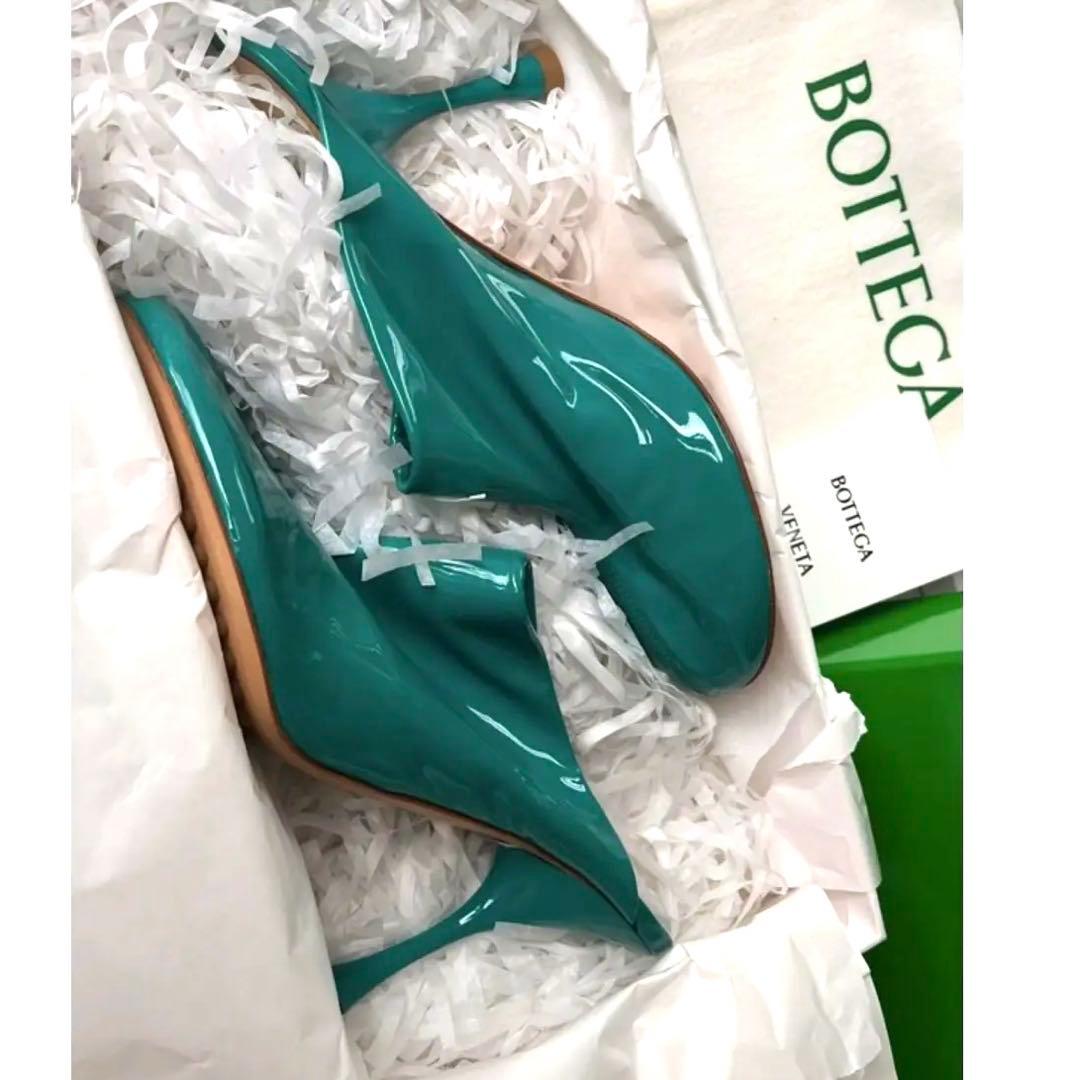 新品未使用　ボッテガ　べェネタ SOCK ドットミュール パテントレザー 9cm