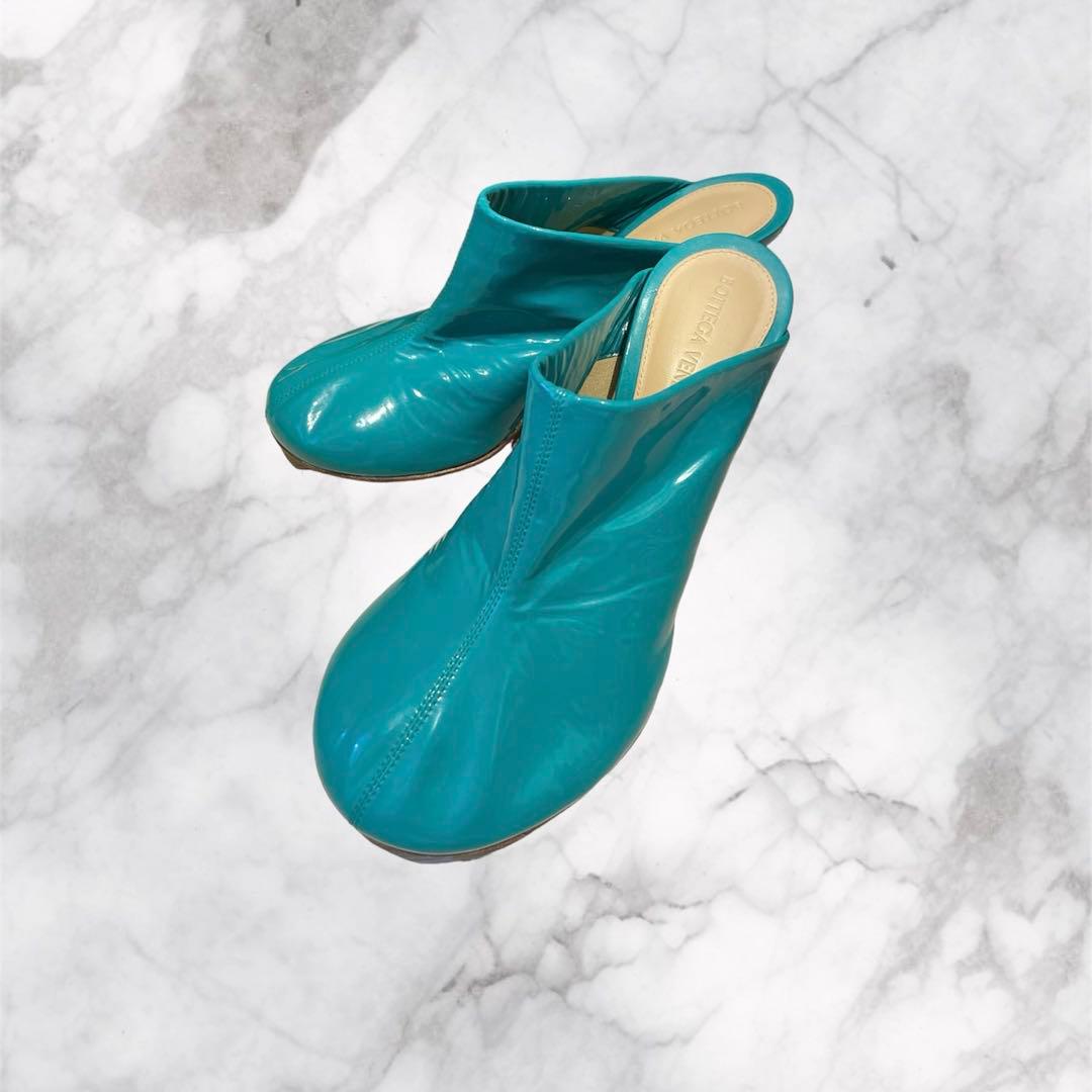 新品未使用　ボッテガ　べェネタ SOCK ドットミュール パテントレザー 9cm