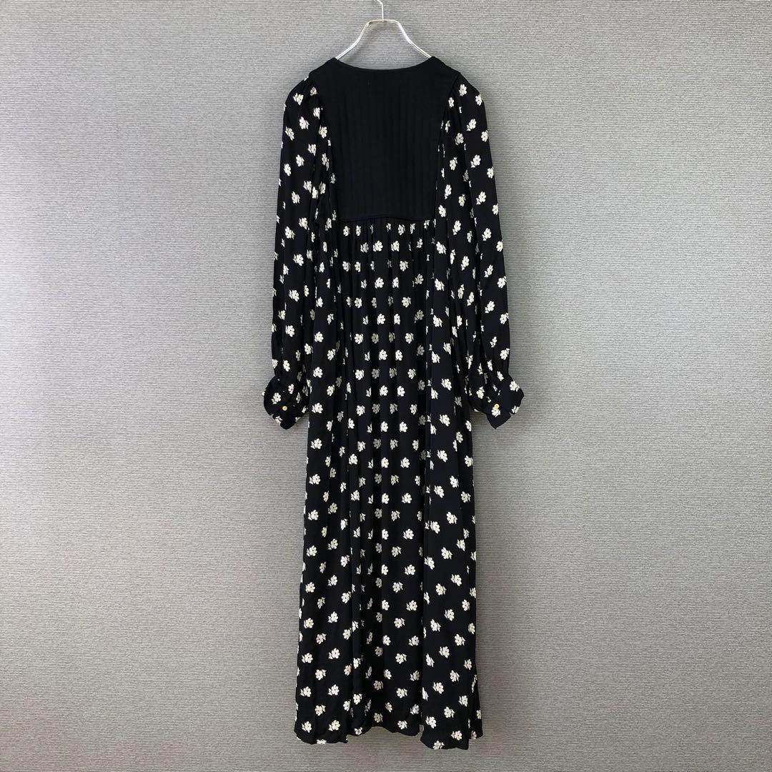 ne Quittez pas フラワープリント パネルドレス M ブラック