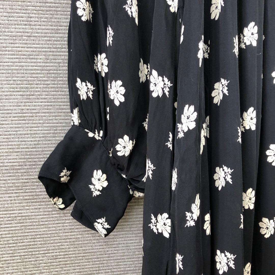 ne Quittez pas フラワープリント パネルドレス M ブラック