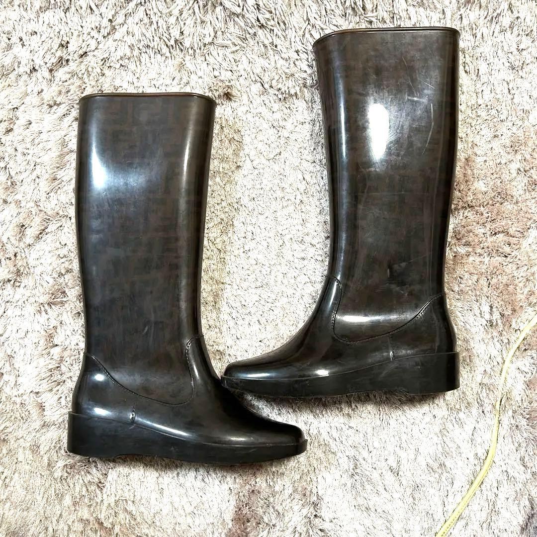 ✨美品✨ FENDI フェンディ レインブーツ 長靴 ズッカ柄 24.5 38