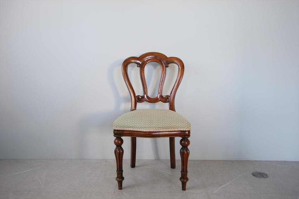 英国アンティーク木製バルーンバックダイニングチェア/サロンイス(90-121-5
