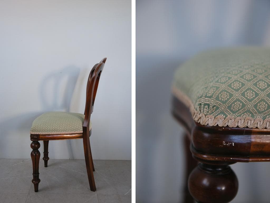 英国アンティーク木製バルーンバックダイニングチェア/サロンイス(90-121-5