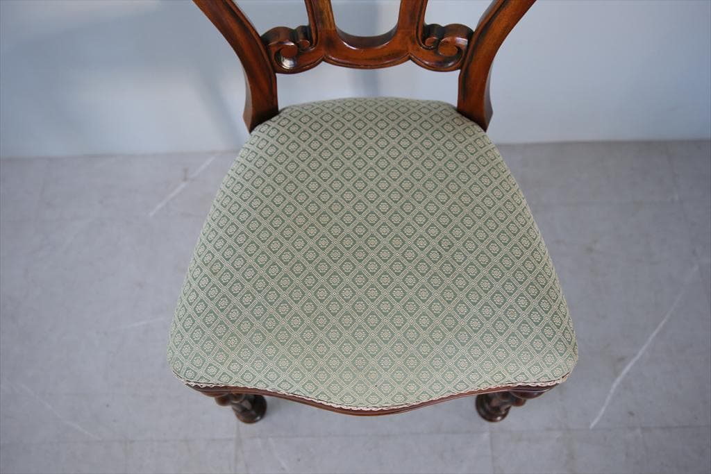 英国アンティーク木製バルーンバックダイニングチェア/サロンイス(90-121-5