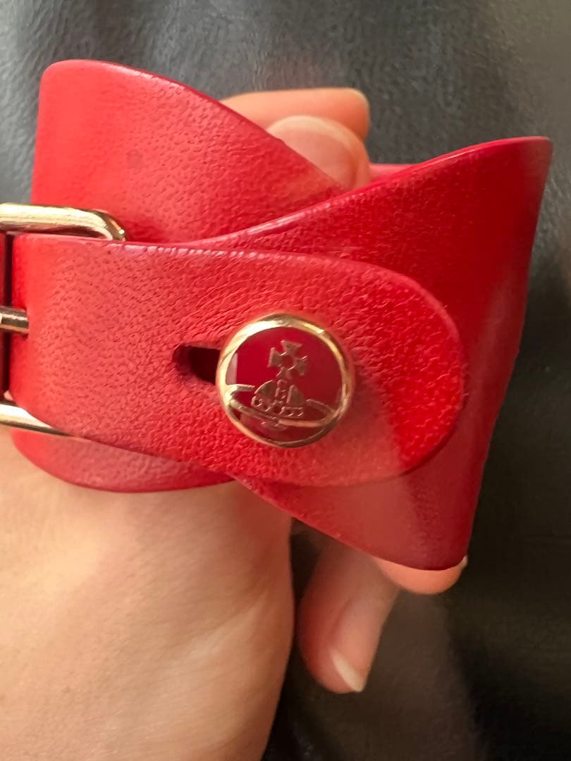 Vivienne Westwood レザーブレスレット レッド バングル