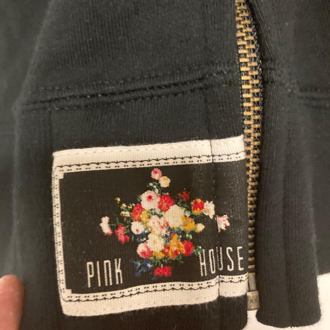 【試着のみ未使用品】ピンクハウス ロゴパッチ付きロングパーカー ブラック❁⃘*.゜