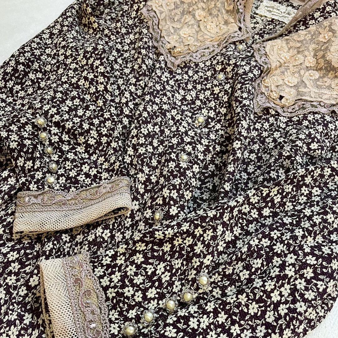 ノンノンドール ブラウス レース袖 レース襟