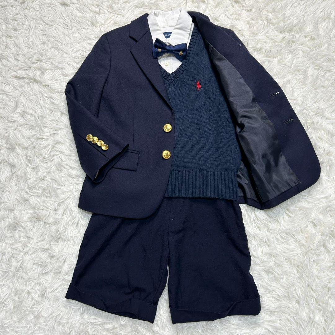 【美品】ラルフローレン フォーマル スーツ キッズ 110 金ボタン 卒服