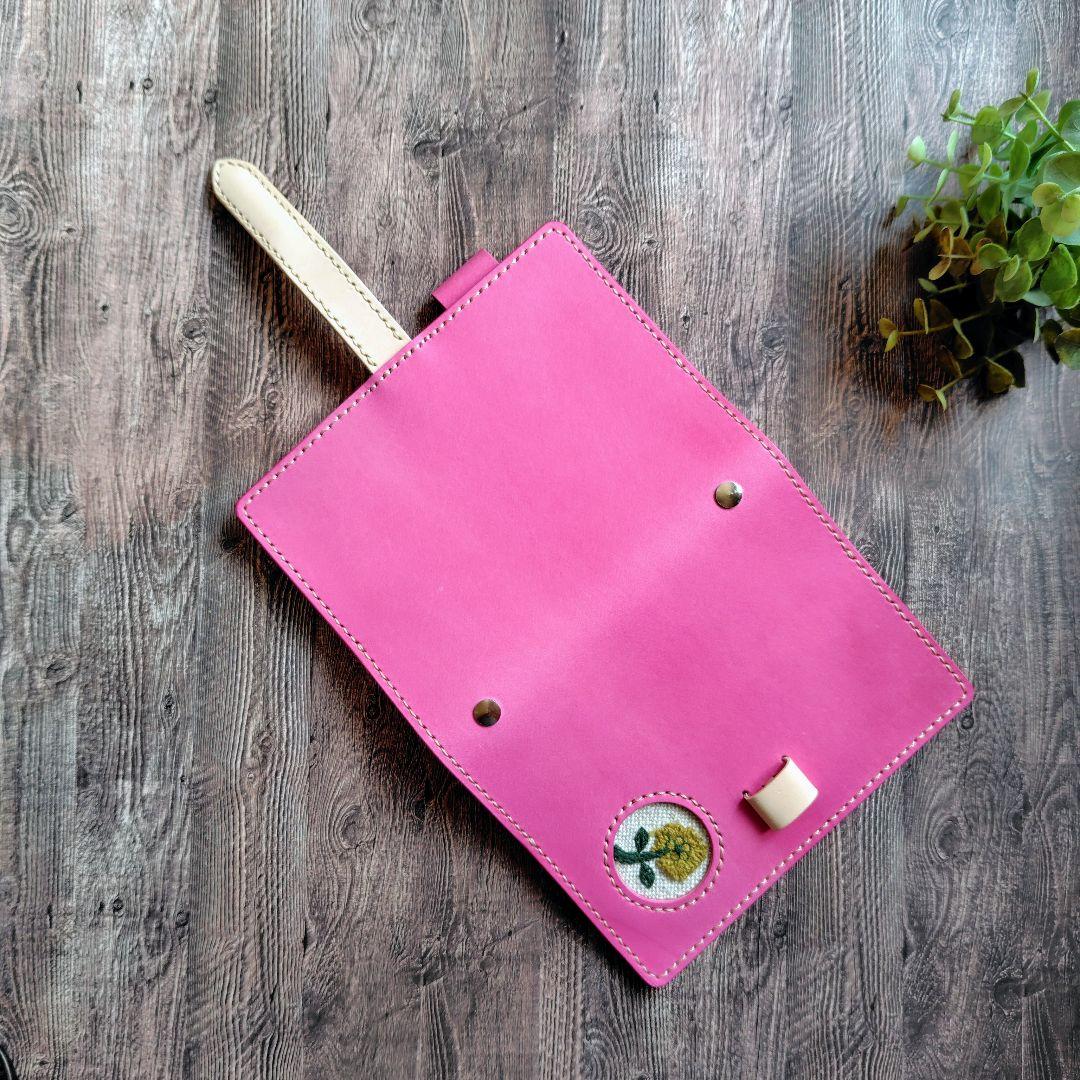 ハンドメイド 本革 システム手帳カバー ミニ6 M6 通帳ポーチ ミナペルホネン