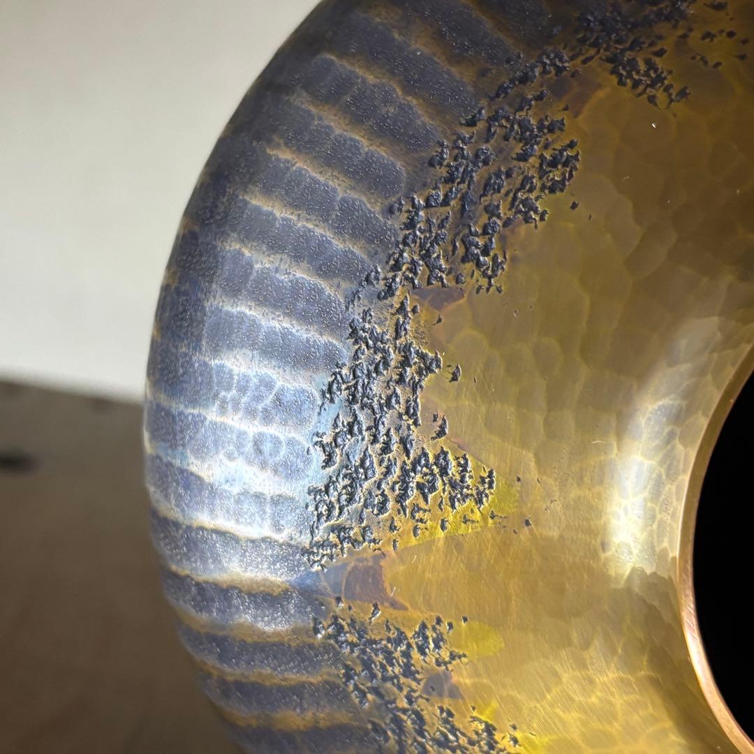 玉川堂　花瓶　珍品　金富士　鎚起銅器　金彩模様　3つの模様　業物　時代　覚平