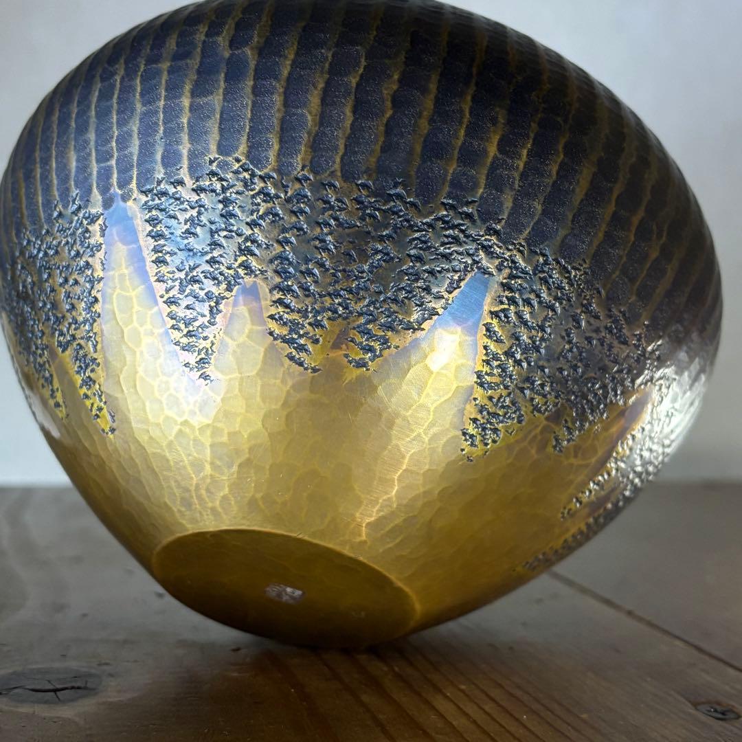 玉川堂　花瓶　珍品　金富士　鎚起銅器　金彩模様　3つの模様　業物　時代　覚平