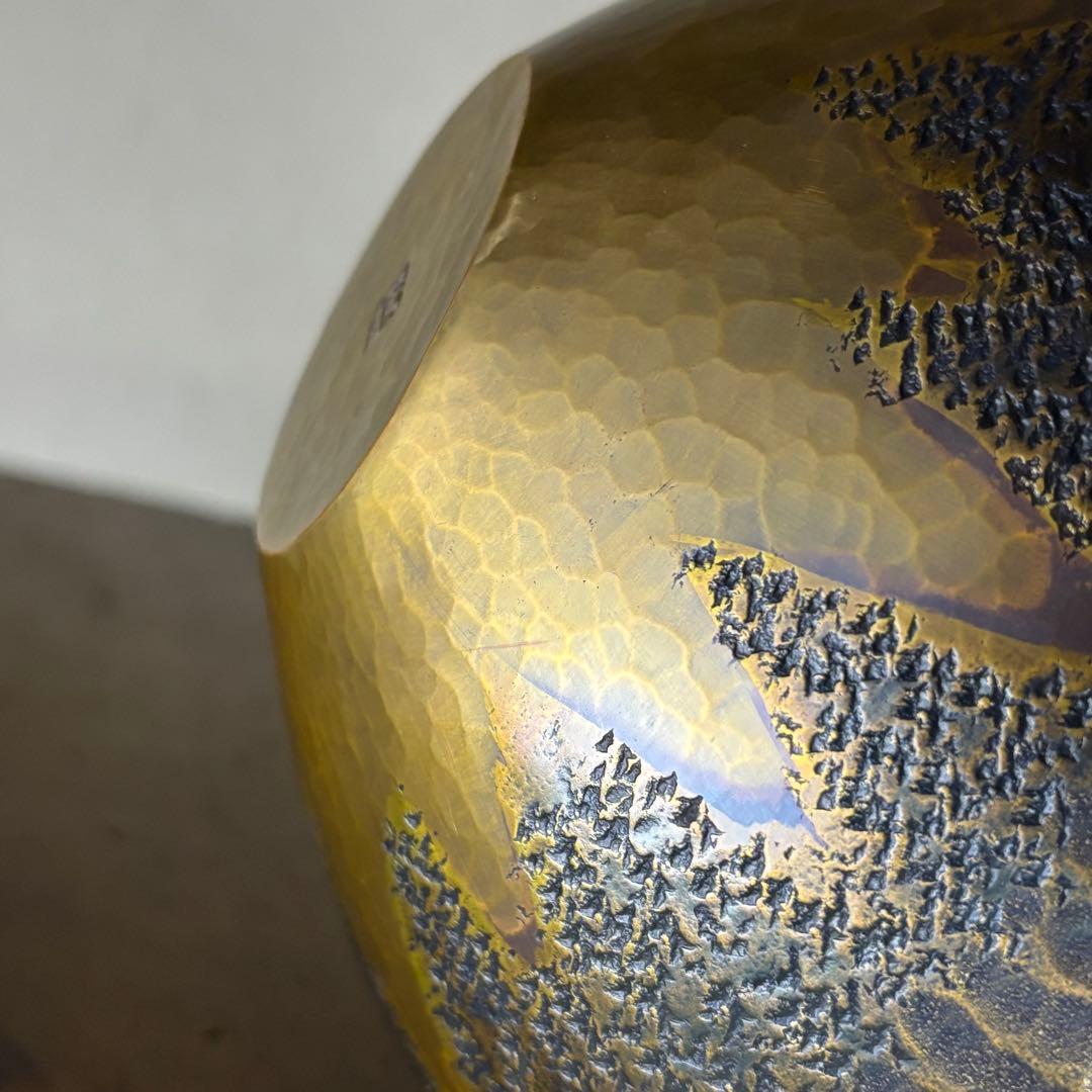 玉川堂　花瓶　珍品　金富士　鎚起銅器　金彩模様　3つの模様　業物　時代　覚平