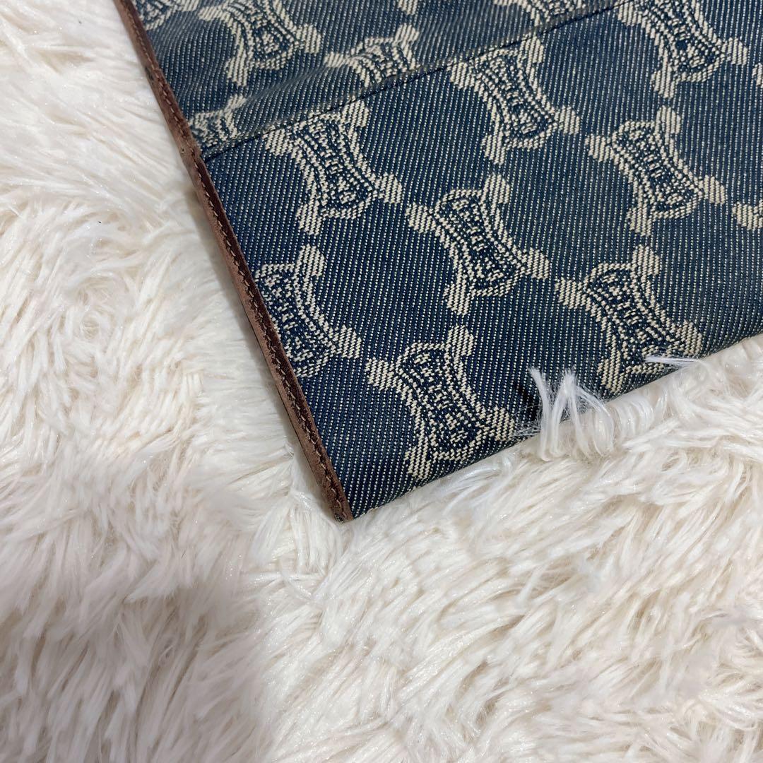 セリーヌ パリマカダム デニム ロゴ入り 長財布 インディゴカラー 総柄