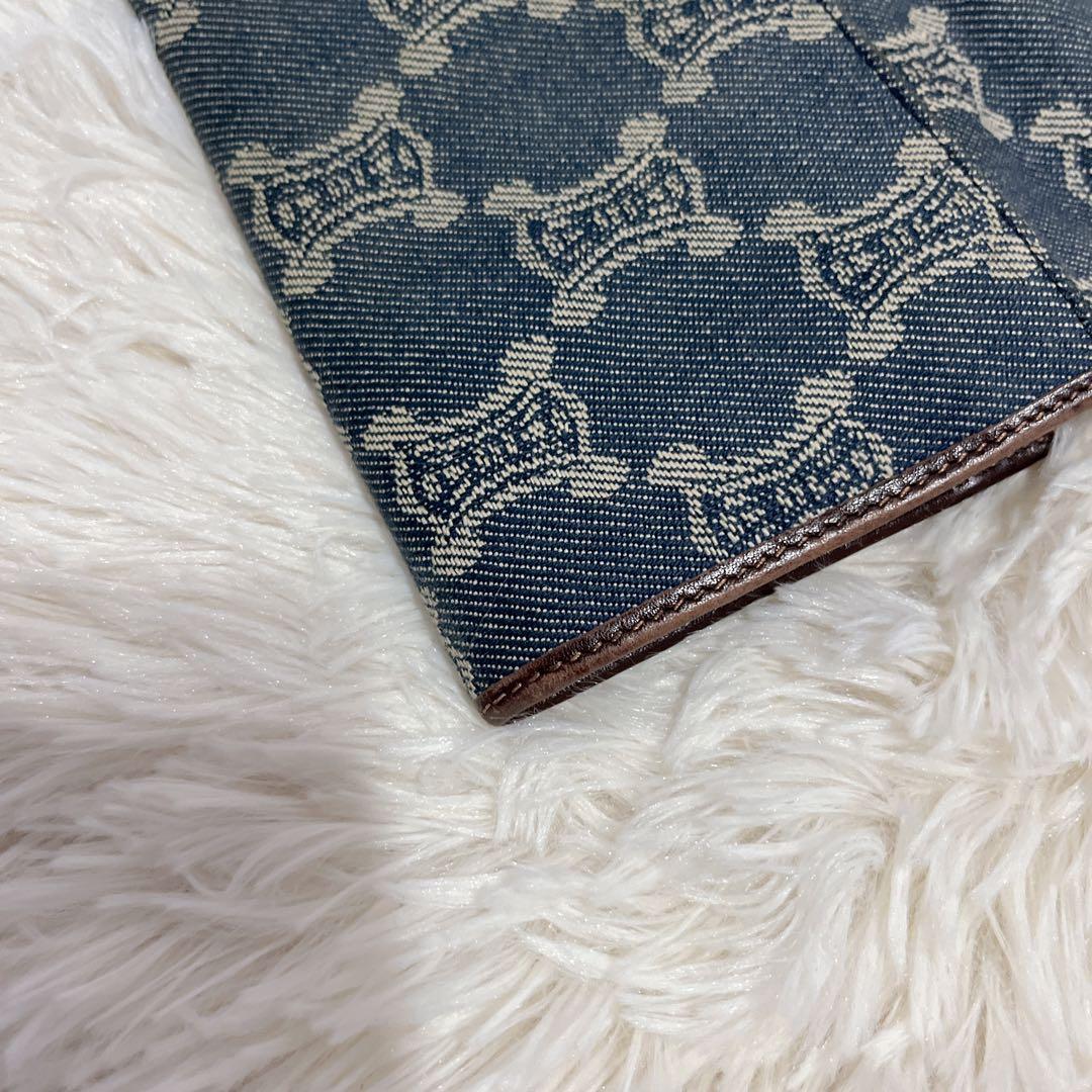 セリーヌ パリマカダム デニム ロゴ入り 長財布 インディゴカラー 総柄