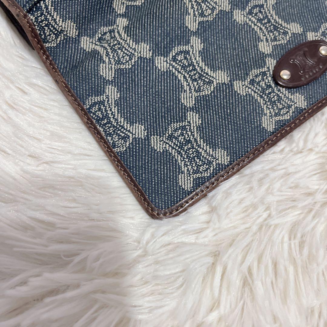 セリーヌ パリマカダム デニム ロゴ入り 長財布 インディゴカラー 総柄