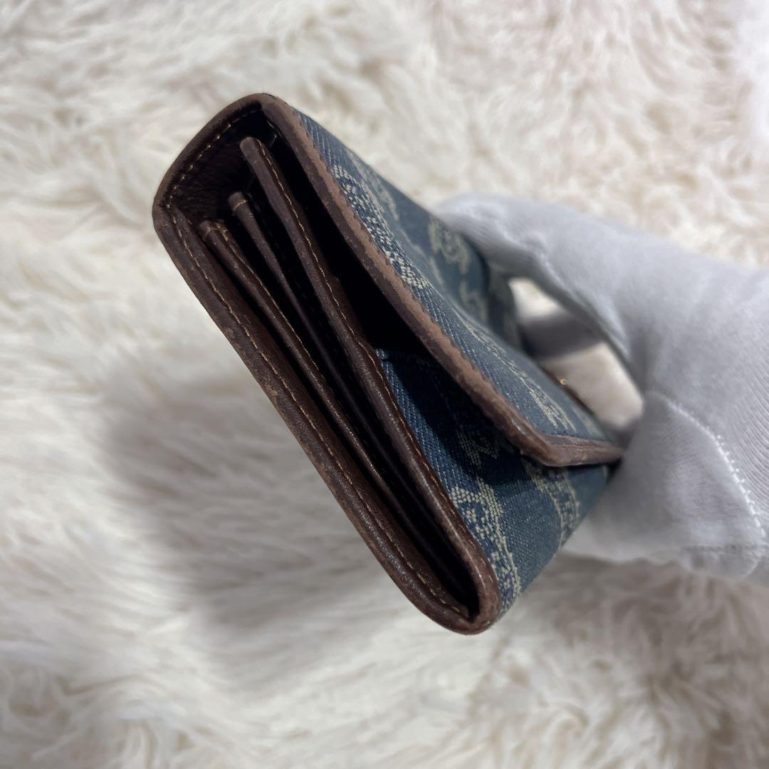 セリーヌ パリマカダム デニム ロゴ入り 長財布 インディゴカラー 総柄