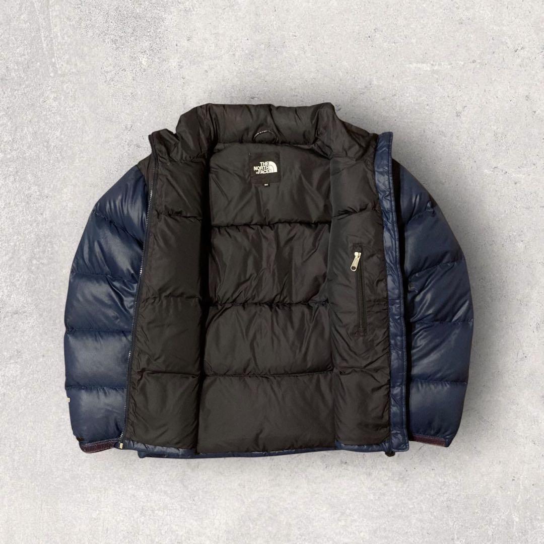 【ザ・ノースフェイス】ヌプシ　ダウンジャケット　S ネイビー　刺繍ロゴ　人気　h