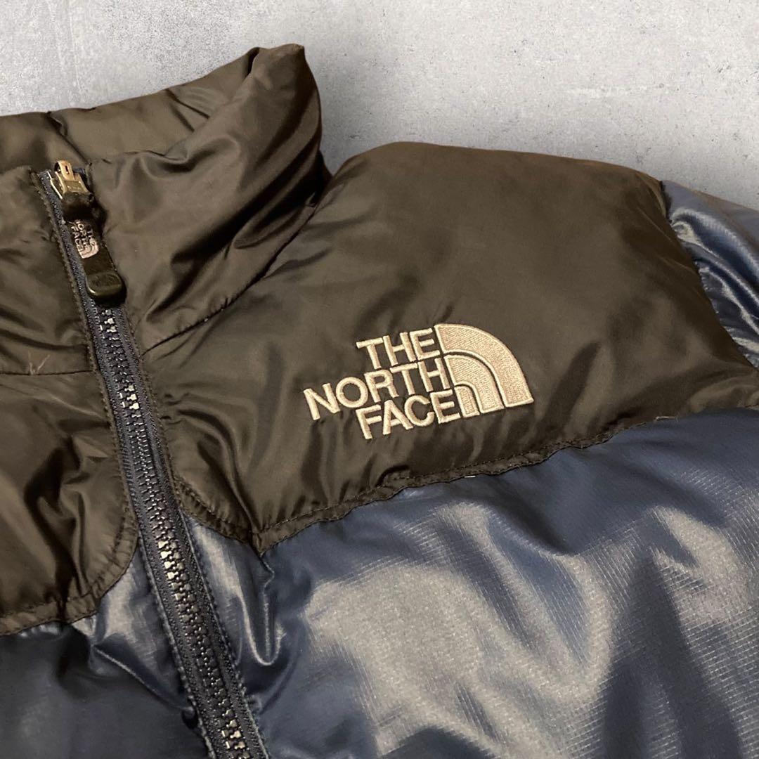 【ザ・ノースフェイス】ヌプシ　ダウンジャケット　S ネイビー　刺繍ロゴ　人気　h