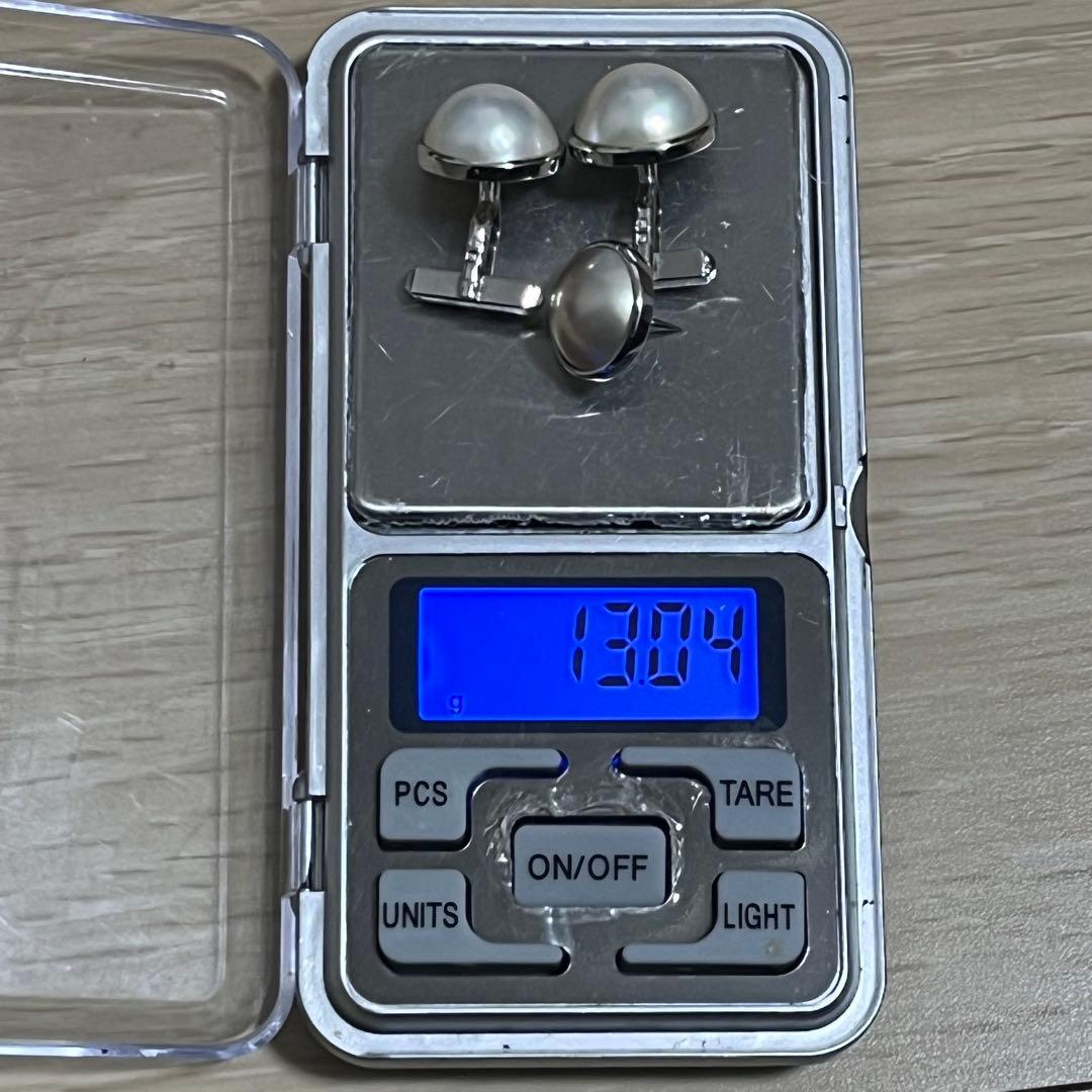 タサキTASAKI K14WG silverマベパールカフス タイピン