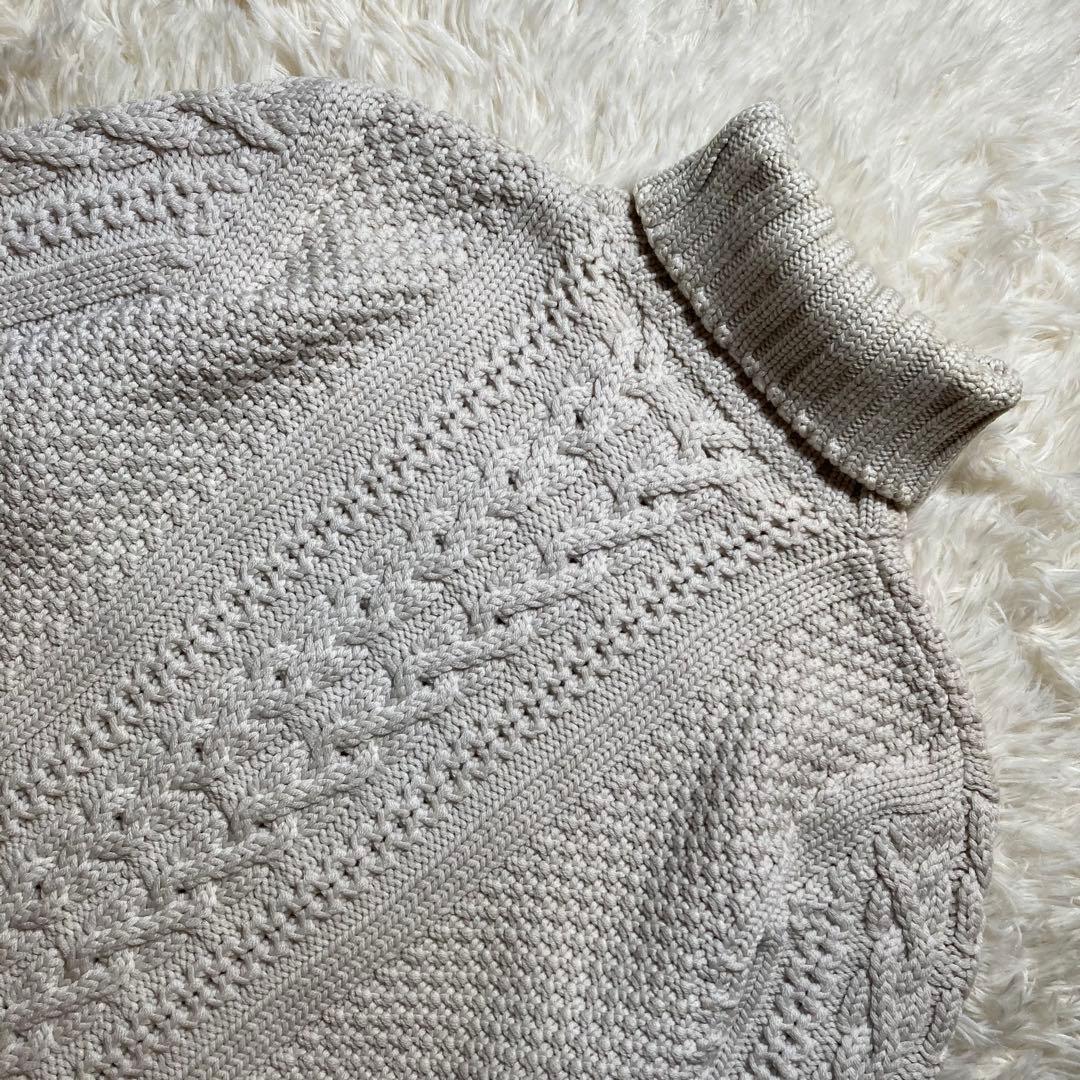 ジルサンダー タートルネック ケーブルニット セーター ベージュ M