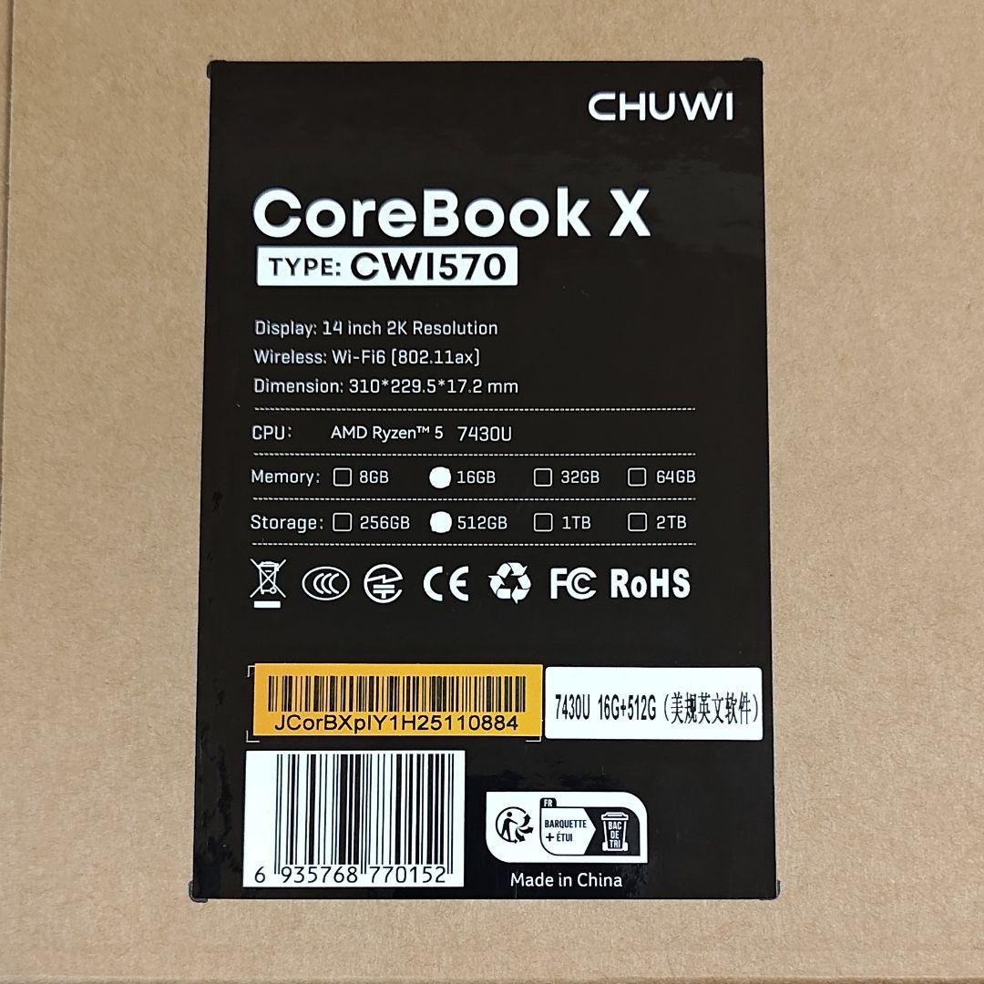 Windowsノート本体 CHUWI CoreBook X Ryzen 5 7430U 16+512GB