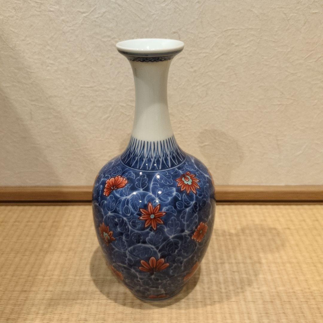 十四代今泉今右衛門‼️藍墨はじき花瓶‼️志野茶碗付き‼️