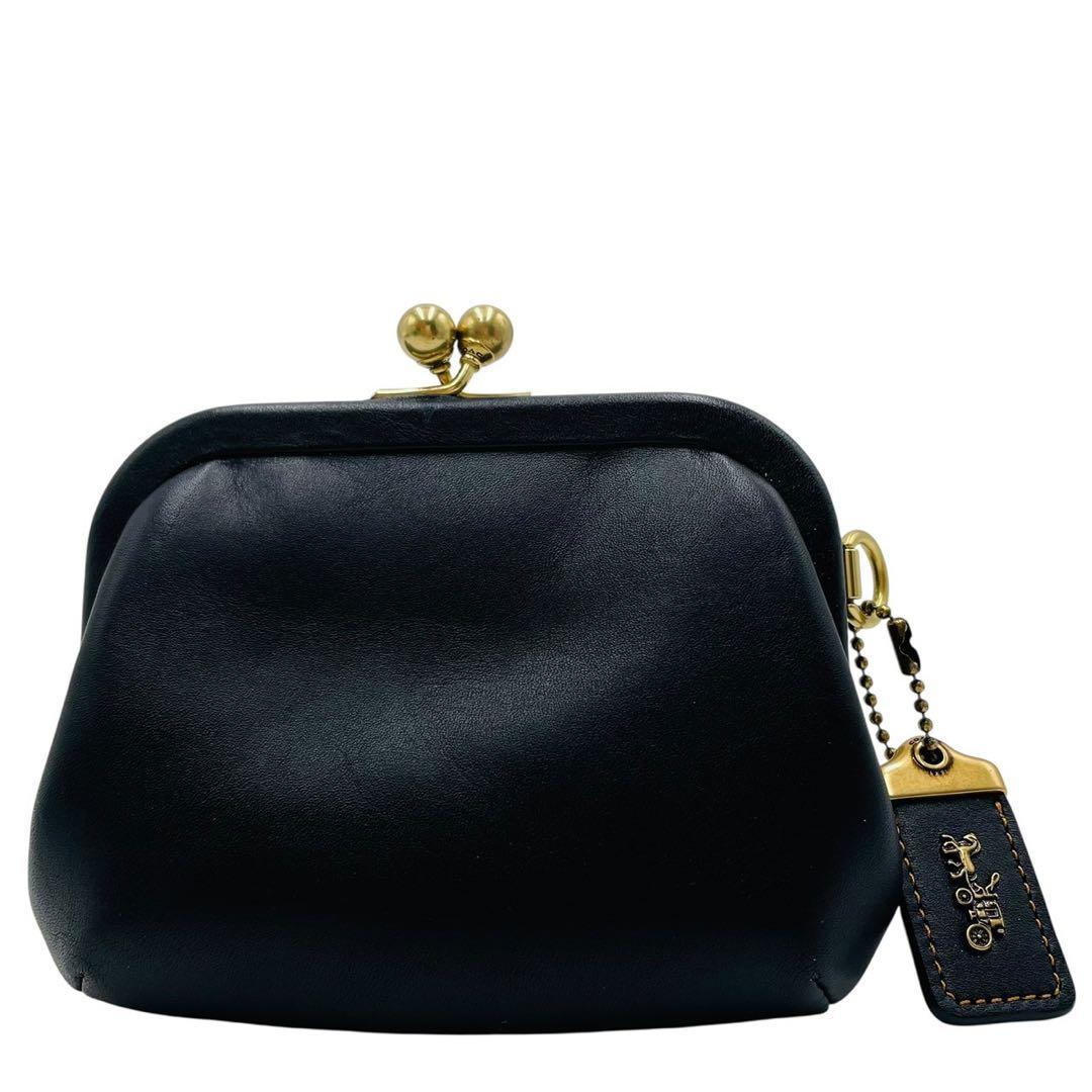 美品 コーチ ケース レザー ブラック 財布 がま口 68326