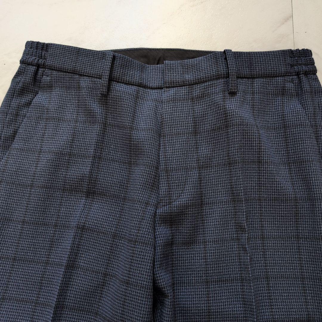 プラステ 洗える メンズスーツ セットアップ ネイビー チェック M