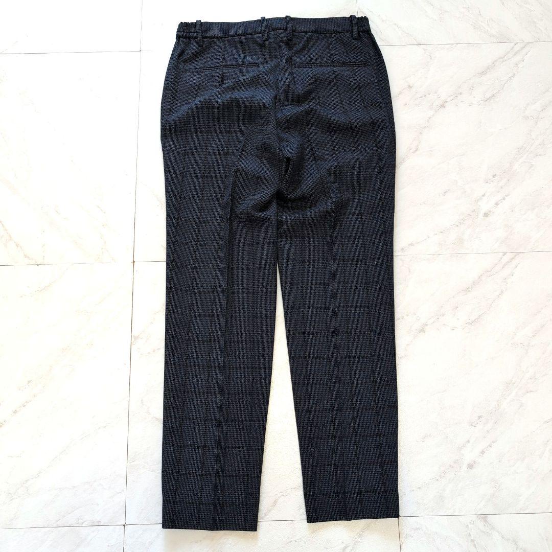 プラステ 洗える メンズスーツ セットアップ ネイビー チェック M