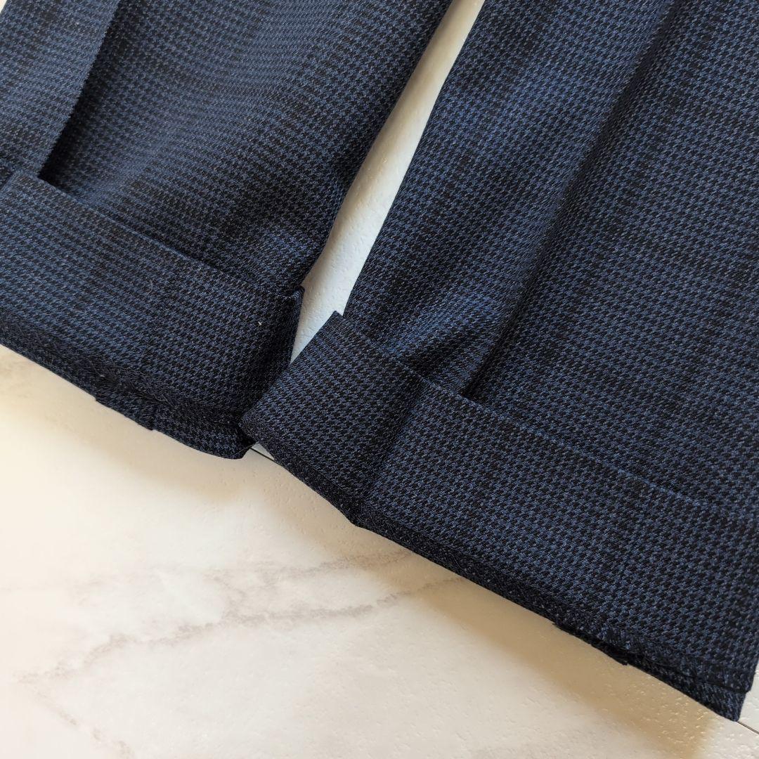 プラステ 洗える メンズスーツ セットアップ ネイビー チェック M