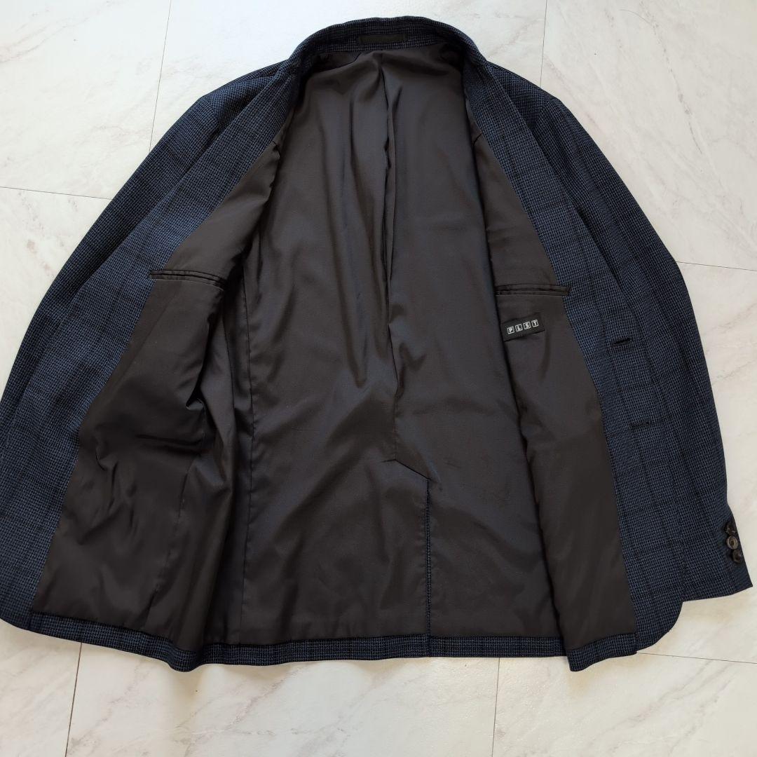 プラステ 洗える メンズスーツ セットアップ ネイビー チェック M