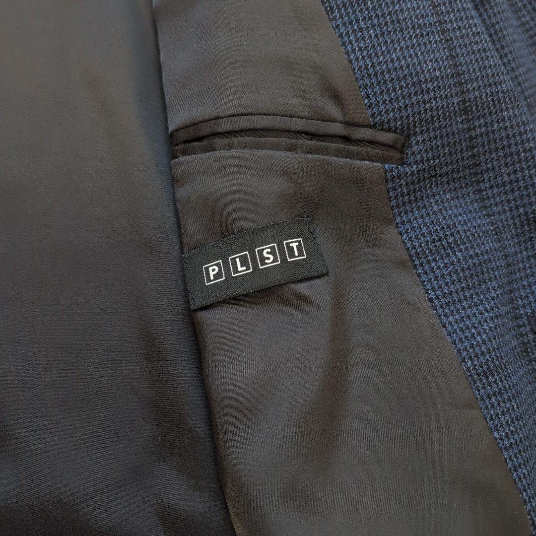 プラステ 洗える メンズスーツ セットアップ ネイビー チェック M