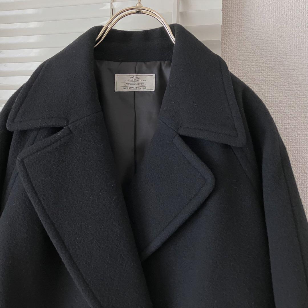 【2023AW】relume 尾州ウールショートPコート 36 黒