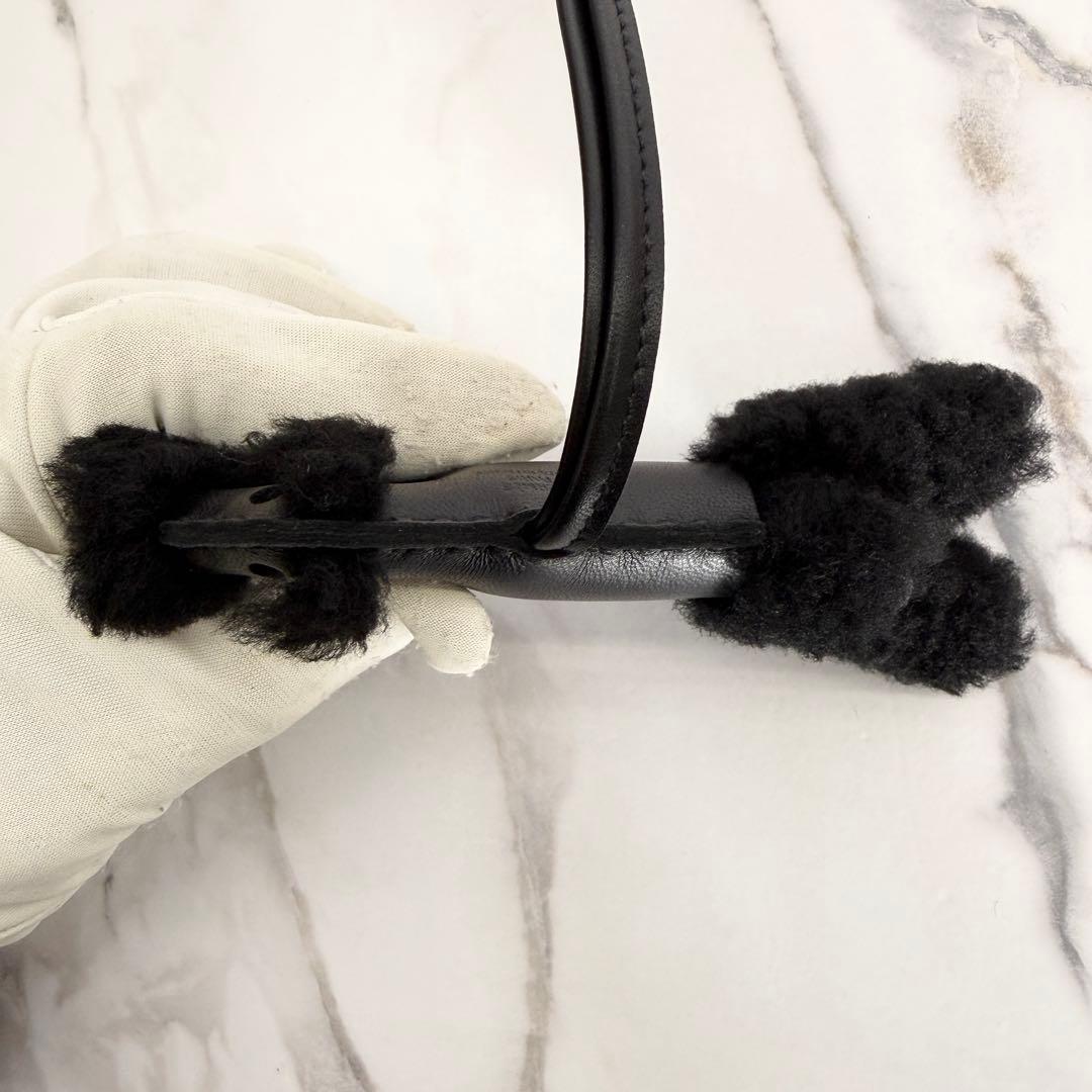 【新品未使用】エルメス バディ チャーム ブラック ムートン W刻印