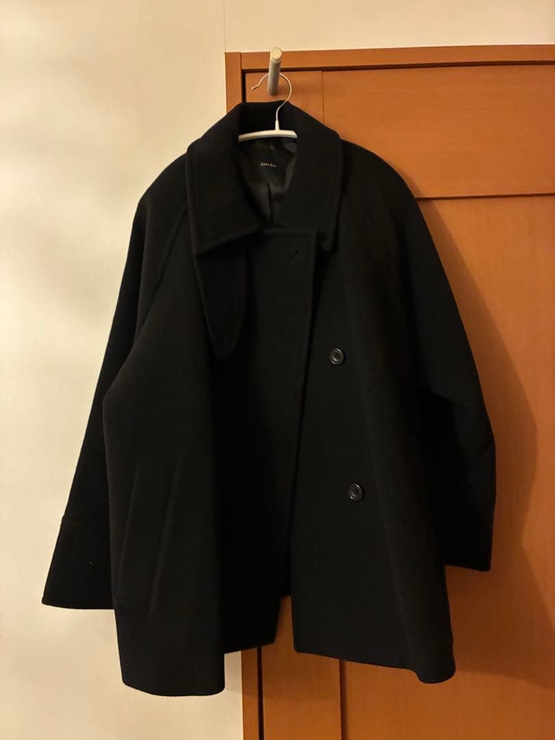 【Spick & Span】W/Nyモッサステンカラーショートコート　ブラック