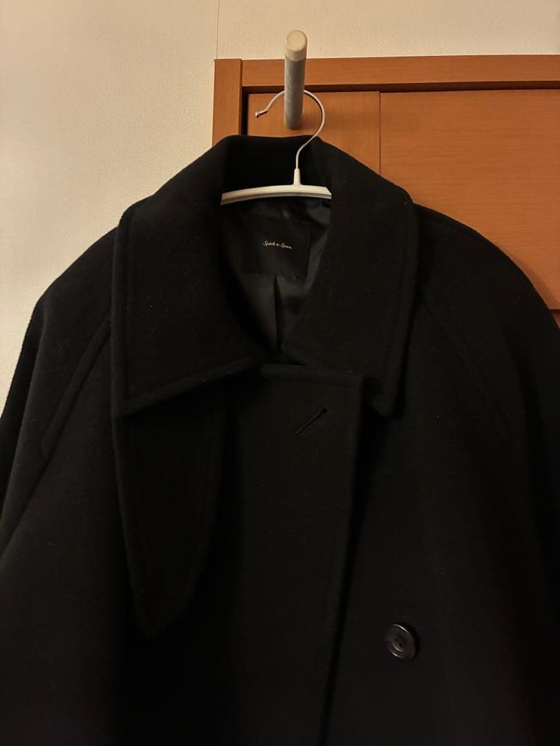 【Spick & Span】W/Nyモッサステンカラーショートコート　ブラック