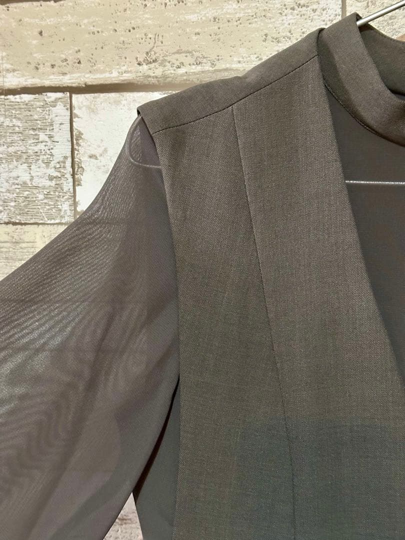 新品 シースルー パーティードレス ジレ付き