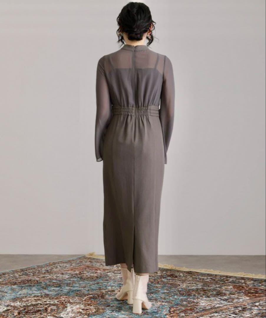 新品 シースルー パーティードレス ジレ付き