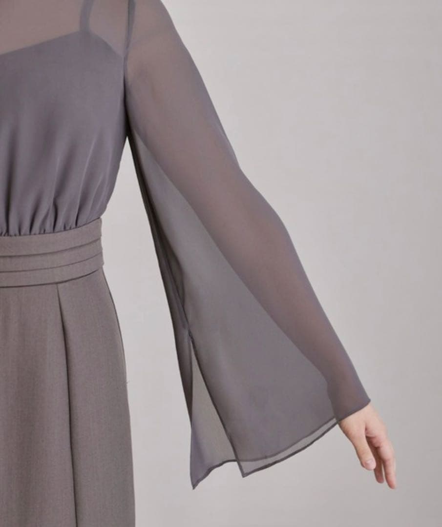 新品 シースルー パーティードレス ジレ付き