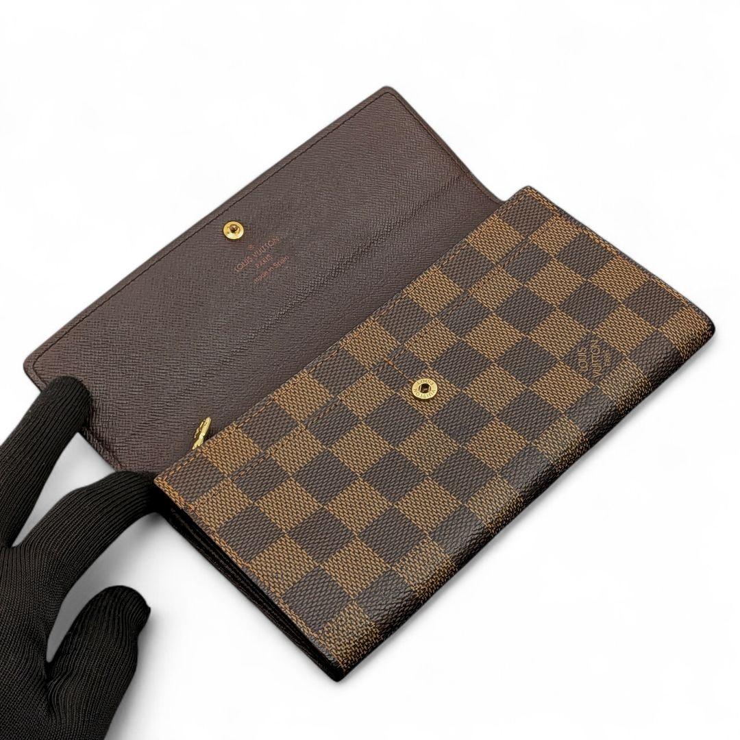 【美品】ルイヴィトン ダミエ エベヌ ポシェット ポルトモネ クレディ 長財布