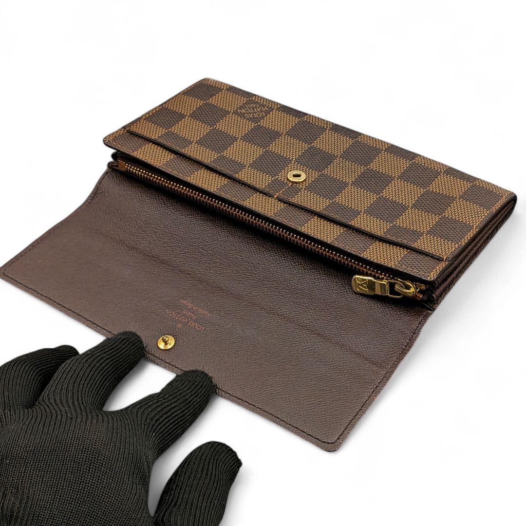 【美品】ルイヴィトン ダミエ エベヌ ポシェット ポルトモネ クレディ 長財布