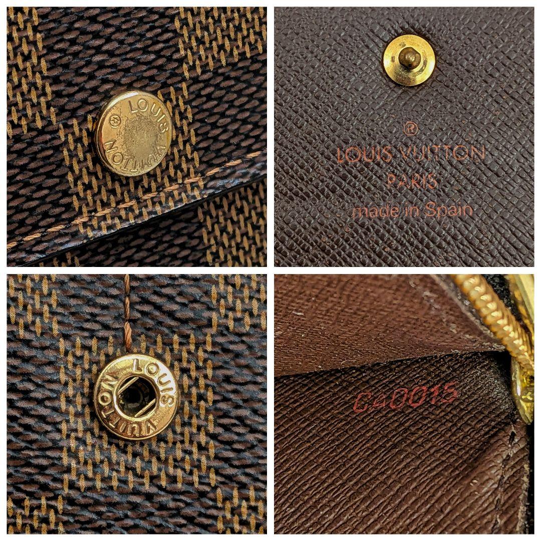 【美品】ルイヴィトン ダミエ エベヌ ポシェット ポルトモネ クレディ 長財布