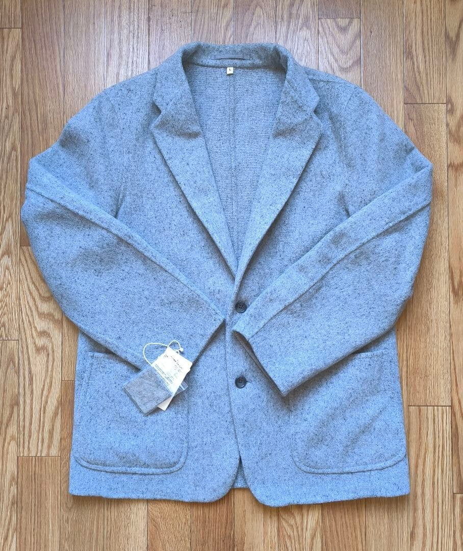 MUJI Labo カシミヤ混ジャケット L ライトグレー