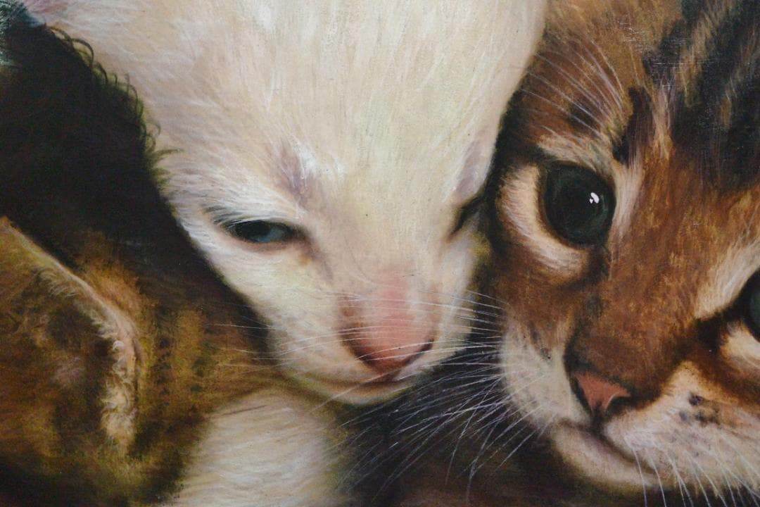 アクリル画　仲良し仔猫　Ａ２