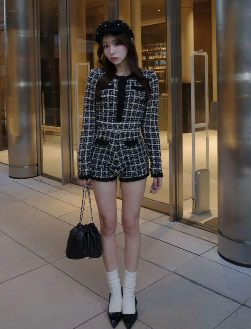 Darich ツイードニットコンビネゾン （BLK.Free）