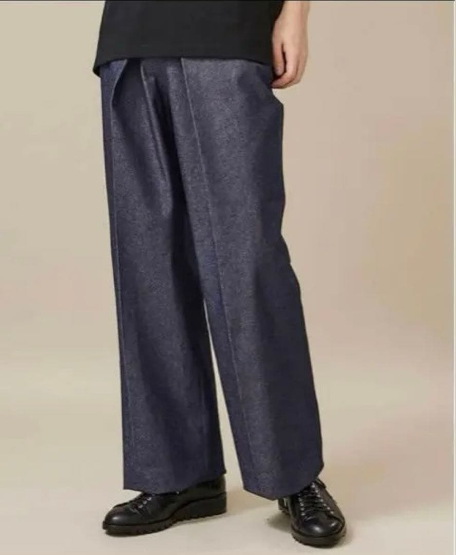 JOHN LAWRENCE SULLIVANフロントタックワイドデニムパンツ