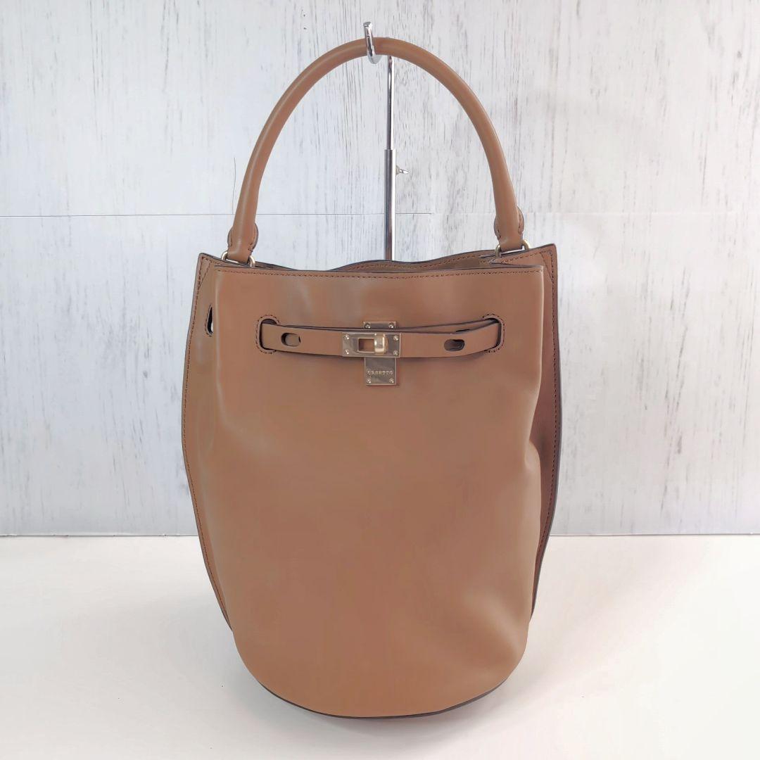 美品 ORSETTO オルセット ワンハンドル ハンドバッグ キャメル ブラウン