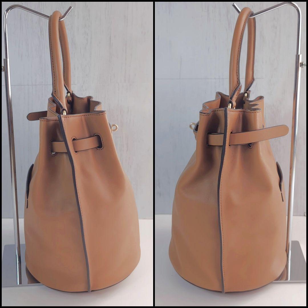 美品 ORSETTO オルセット ワンハンドル ハンドバッグ キャメル ブラウン