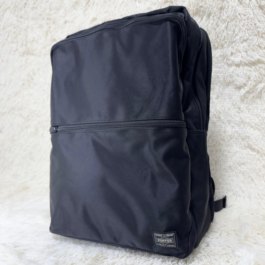 極美品 現行タグ ポーター タイム リュック 2層 A4 ナイロン 黒